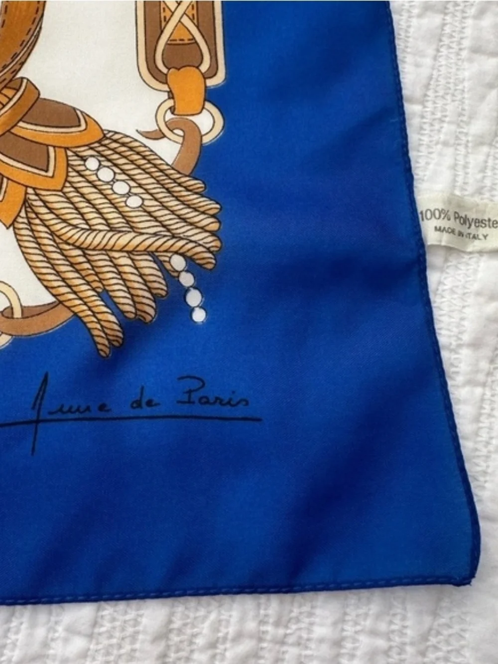 2 - Jeune de Paris Blue Printed Silk-Feel Scarf.